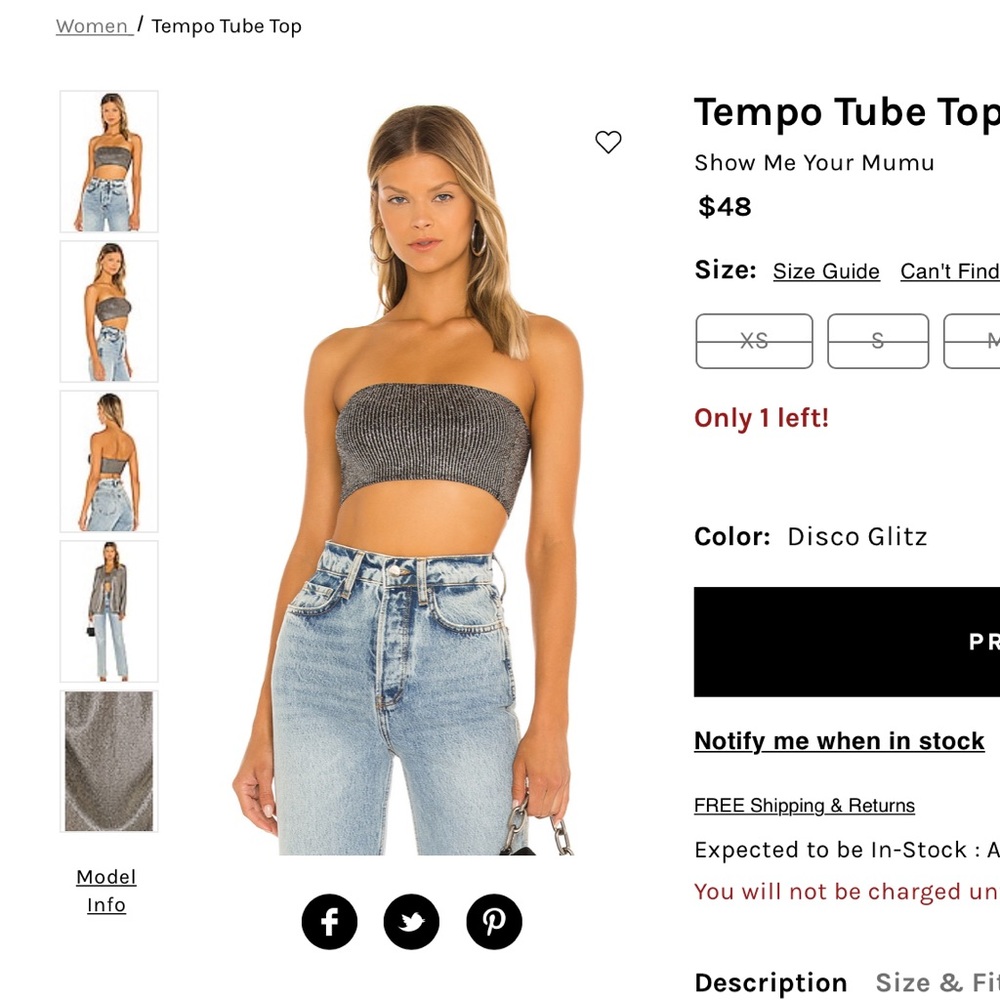 Show me your mumu tempo tube top NWT